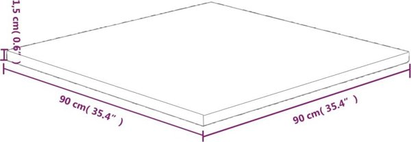 vidaXL Τετράγωνη επιφάνεια τραπεζιού, 90x90x1,5 cm, ακατέργαστο δρυς ξύλο