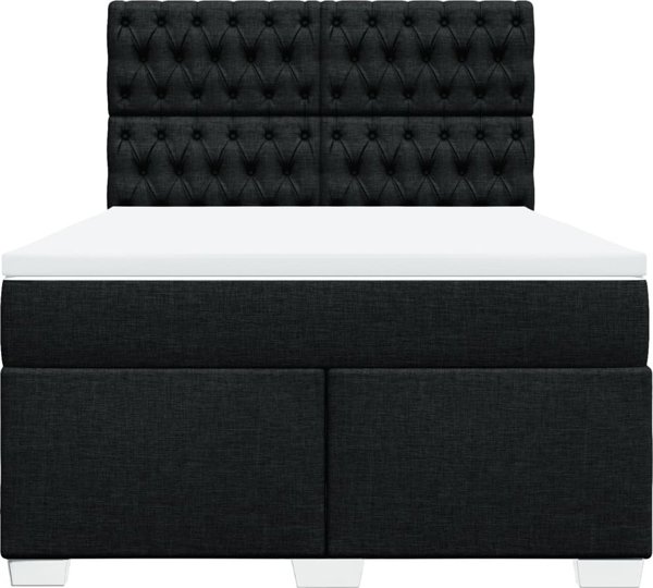 vidaXL Κρεβάτι Continental με Στρώμα, Μαύρο, Υφασμάτινο, 140x190 cm