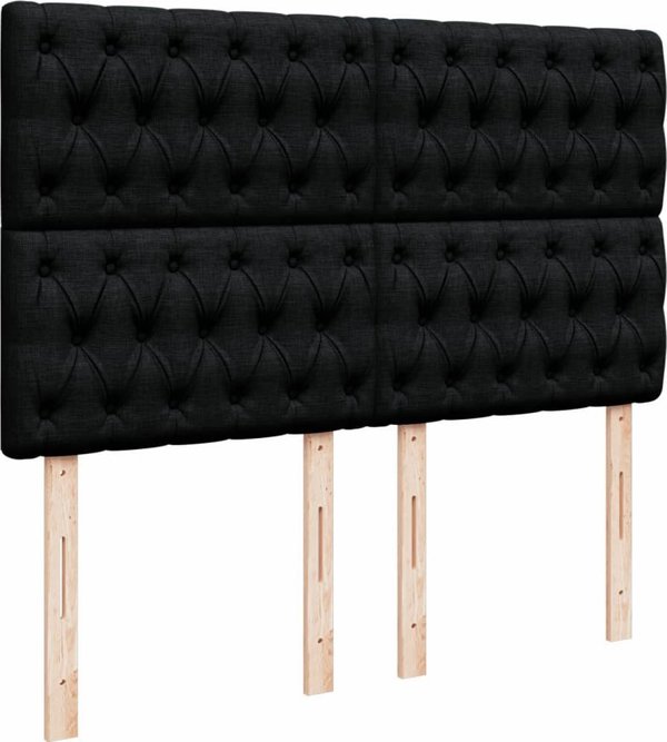 vidaXL Κρεβάτι Continental με Στρώμα, Μαύρο, Υφασμάτινο, 140x190 cm