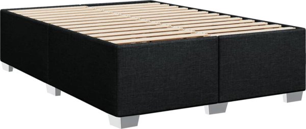 vidaXL Κρεβάτι Continental με Στρώμα, Μαύρο, Υφασμάτινο, 140x190 cm