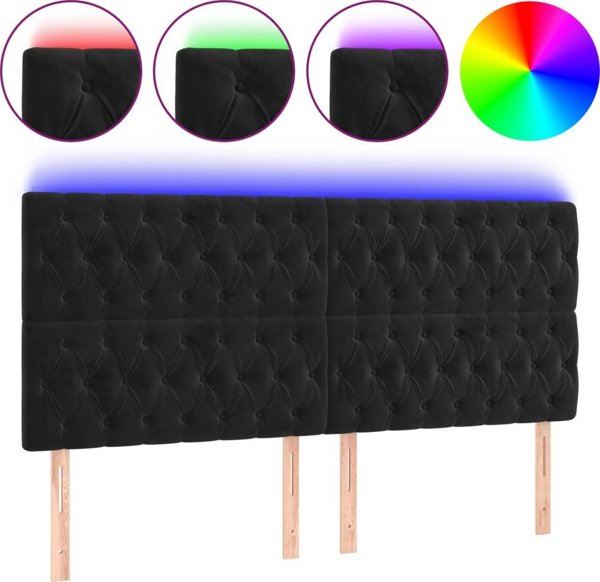 vidaXL Zaglowek do lozka z LED, czarny, 200x7x118/128 cm, aksamit