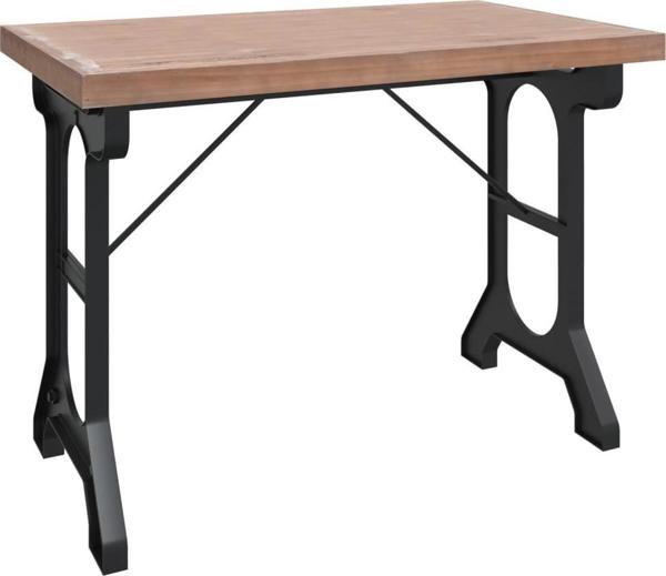 vidaXL Τραπέζι φαγητού, 110x65x82 εκ., μασίφ ξύλο ελάτης και σίδηρος