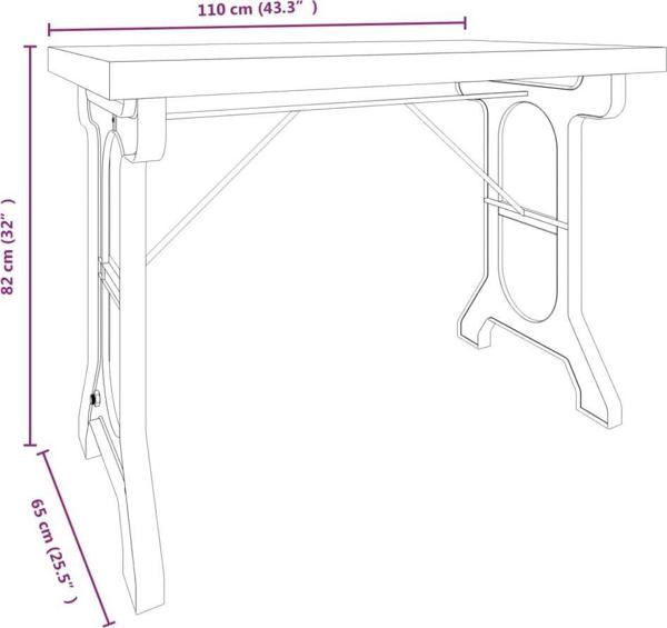 vidaXL Τραπέζι φαγητού, 110x65x82 εκ., μασίφ ξύλο ελάτης και σίδηρος