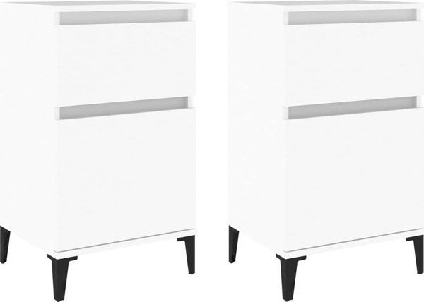 vidaXL Κομοδίνα, 2 τεμ., λευκά, 40x35x70 εκ.