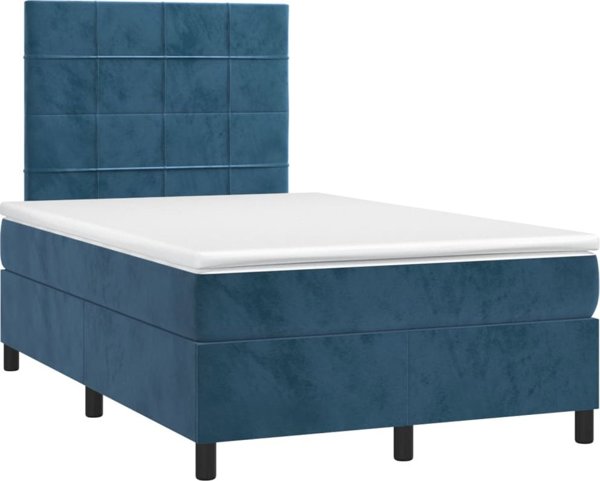 vidaXL Lit kontinental avec matelas et LED, velours bleu 120x200 cm