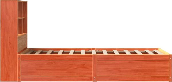 vidaXL Κορνίζα Κρεβατιού Χωρίς Στρώμα, Καφέ Βερνίκι, 100x200 εκ., Μασίφ Πεύκο