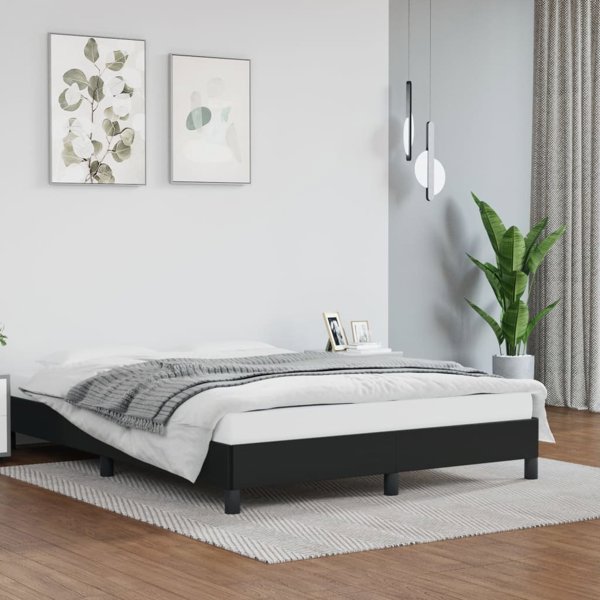 vidaXL Ράμα λουτζκου, μαύρο, 140x190 εκ, επενδυμένο με τεχνητό δέρμα