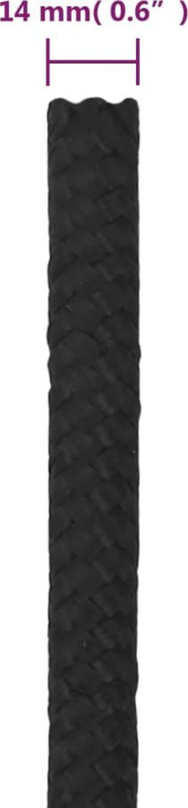 vidaXL Linka ζελάρσκα, μαύρη ομοιόμορφη, 14 mm, 25 m, πολυπροπυλένιο