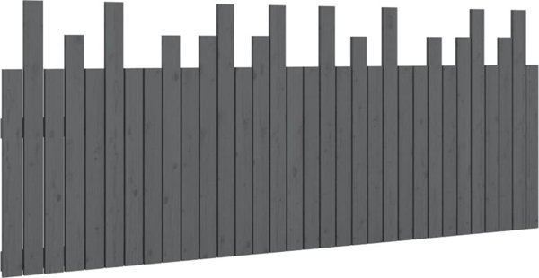 vidaXL Wezglowie lozka, szare, 204x3x80 cm, lite drewno sosnowe