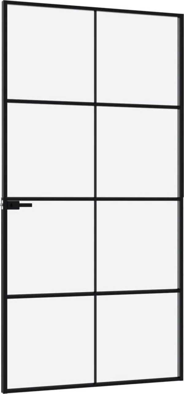 vidaXL εσωτερική πόρτα, μαύρη, 102x201,5 εκ., γυαλί και αλουμίνιο