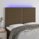 vidaXL Zaglowek do lozka z LED ciemnobrazowy 144x5x118/128 cm tkanina