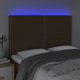 vidaXL Zaglowek do lozka z LED ciemnobrazowy 144x5x118/128 cm tkanina