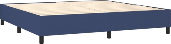 vidaXL Λύκο κρεβάτι με στρώμα, μπλε, ύφασμα, 200x200 εκ.