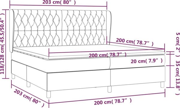 vidaXL Λύκο κρεβάτι με στρώμα, μπλε, ύφασμα, 200x200 εκ.