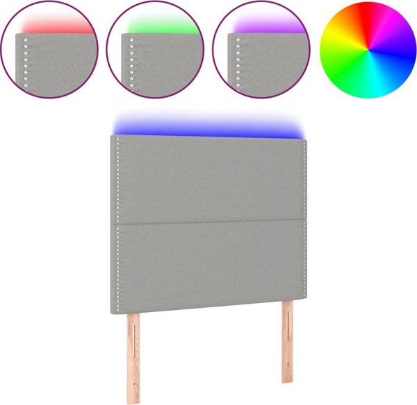 vidaXL Zaglowek do lozka me LED, jasnoszare, 100x5x118/128 cm, tkanina