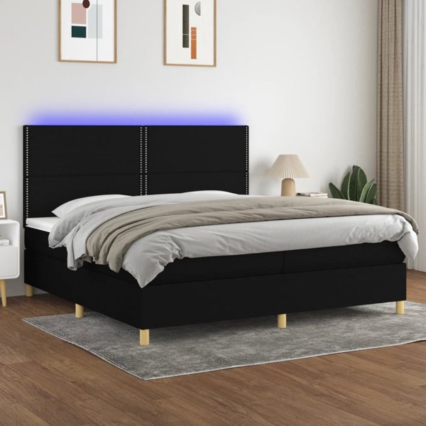 vidaXL Κρεβάτι Continental με στρώμα, μαύρο, 200x200 cm, ύφασμα