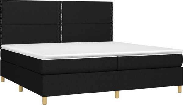 vidaXL Κρεβάτι Continental με στρώμα, μαύρο, 200x200 cm, ύφασμα