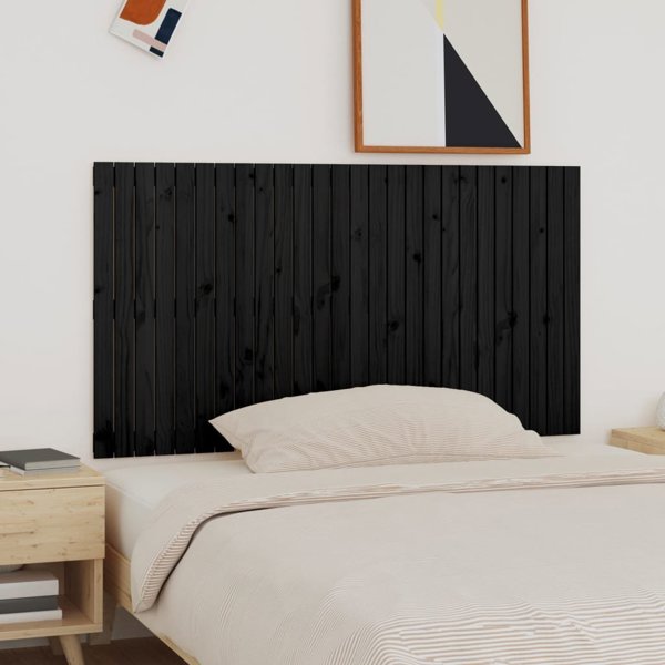 vidaXL Κεφαλάρι κρεβατιού, μαύρο, 166x3x90 cm, μασίφ ξύλο πεύκου