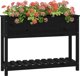 vidaXL Γλάστρα με ράφι, μαύρη, 111,5x34,5x81 cm, μασίφ πεύκο