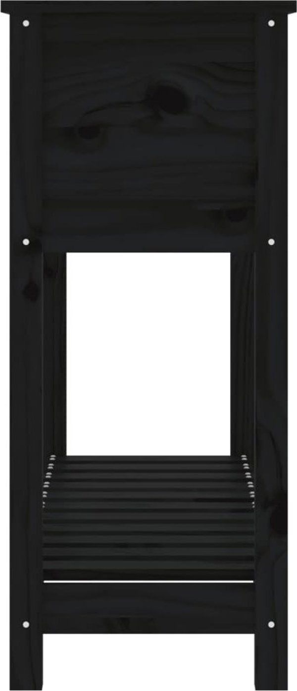vidaXL Γλάστρα με ράφι, μαύρη, 111,5x34,5x81 cm, μασίφ πεύκο