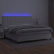 vidaXL Κρεβάτι κοντινεντάλ με στρώμα και LED, λευκή οικοδερματίνη 200x200cm