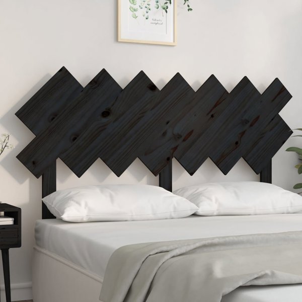 vidaXL Κεφαλάρι κρεβατιού σε μαύρο χρώμα 141x3x80,5 cm από ελαφρύ ξύλο πεύκου
