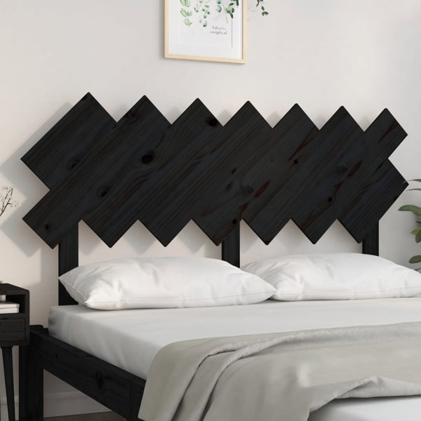 vidaXL Κεφαλάρι κρεβατιού σε μαύρο χρώμα 141x3x80,5 cm από ελαφρύ ξύλο πεύκου