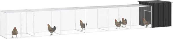 vidaXL Κλούβα για κοτόπουλα, ανθρακί, 700x91x100 cm, ατσάλι