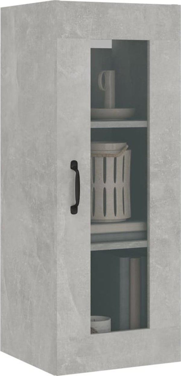 vidaXL Szafka wiszaca, szarosc betonu, 34,5x34x90 cm