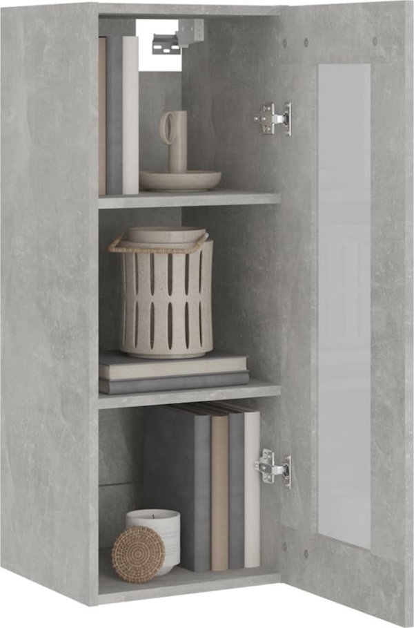 vidaXL Szafka wiszaca, szarosc betonu, 34,5x34x90 cm