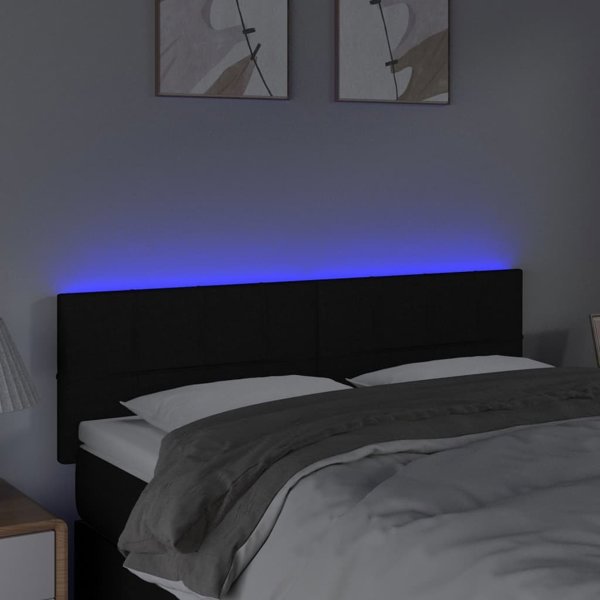 vidaXL Κεφαλάρι για κρεβάτι με LED, μαύρο, 144x5x78/88 cm, ύφασμα