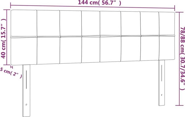 vidaXL Κεφαλάρι για κρεβάτι με LED, μαύρο, 144x5x78/88 cm, ύφασμα