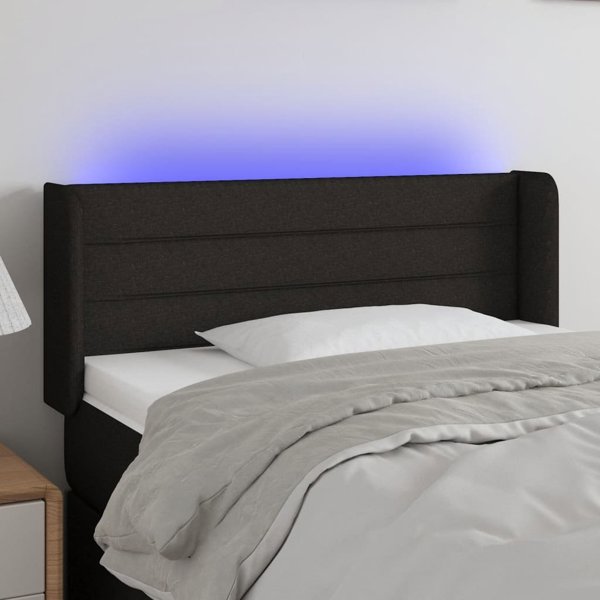 vidaXL Zagloszek do lozka z LED czarny 103x16x78/88 cm tkanina
