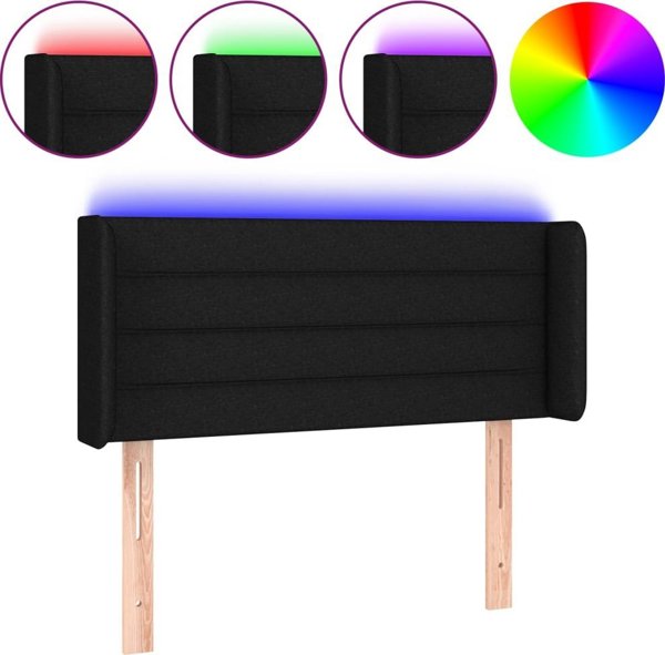 vidaXL Zagloszek do lozka z LED czarny 103x16x78/88 cm tkanina