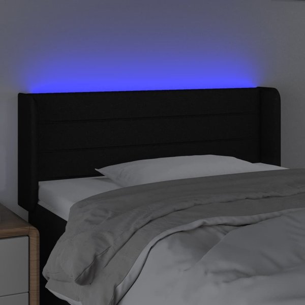 vidaXL Zagloszek do lozka z LED czarny 103x16x78/88 cm tkanina