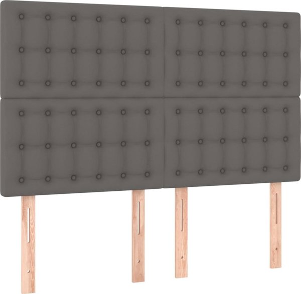 vidaXL Προσκεφάλαιο κρεβατιού γκρι, 144x5x118/128 cm, συνθετικό δέρμα