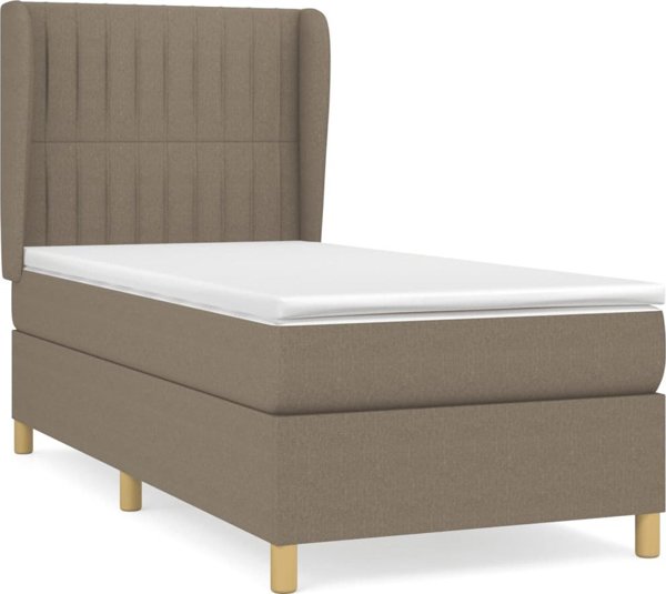 vidaXL Lobby kontynentalne z materacem, taupe, tkanina, 80x200 cm