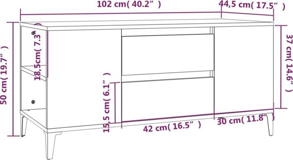 vidaXL Έπιπλο Τηλεόρασης Άνθρακα Γκρι 102x44,5x50 cm