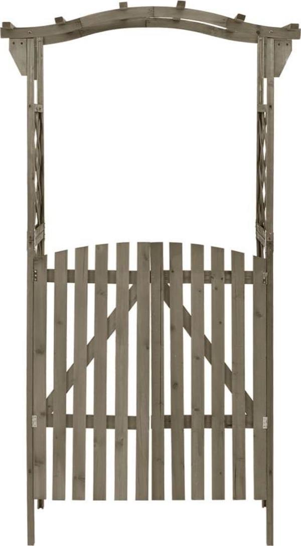 vidaXL Πέργκολα με πύλη, 116x40x204 εκ, γκρι, συμπαγές ξύλο έλατου