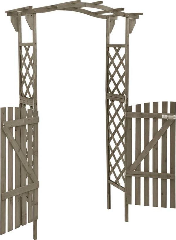 vidaXL Πέργκολα με πύλη, 116x40x204 εκ, γκρι, συμπαγές ξύλο έλατου