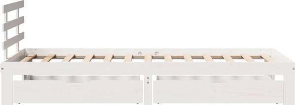 vidaXL Βάση κρεβατιού με συρτάρια, λευκή, 90x200 εκ., από μασίφ πεύκο