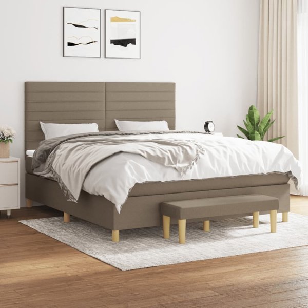vidaXL Κρεβάτι Continental με Στρώμα Taupe 180x200 cm Καμβάς