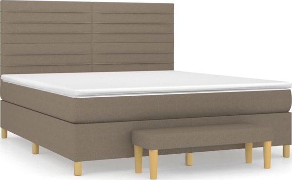 vidaXL Κρεβάτι Continental με Στρώμα Taupe 180x200 cm Καμβάς