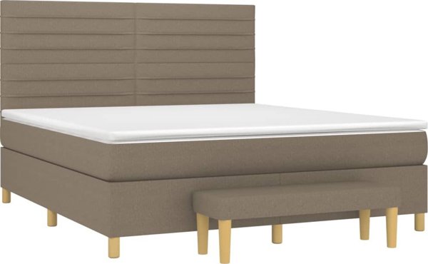 vidaXL Κρεβάτι Continental με Στρώμα Taupe 180x200 cm Καμβάς