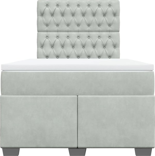 vidaXL Κρεβάτι Κοντινεντάλ με Στρώμα 120x190 cm Ανοιχτό Γκρι Βελούδο
