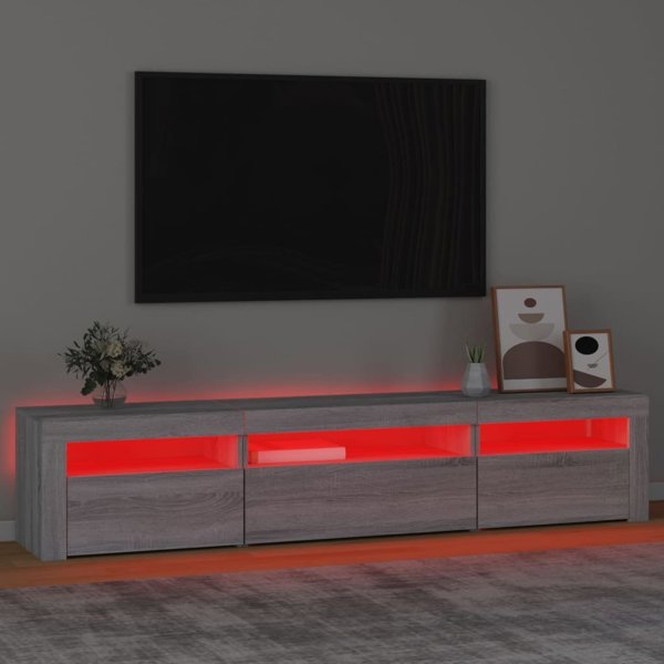 vidaXL Έπιπλο TV με LED φωτισμό, γκρι δρυς Sonoma, 195x35x40 εκ