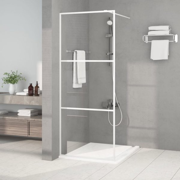 vidaXL Διαχωριστικό ντουζιέρας λευκό 80x195 εκ., διαφανές γυαλί ESG