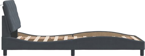 vidaXL Κρεβατοστρώμα με LED, σκούρο γκρι, 90x200 cm, βελούδινο