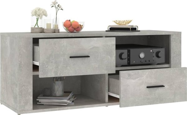 vidaXL Έπιπλο τηλεόρασης, γκρι σκυροδέματος, 100x35x40 cm