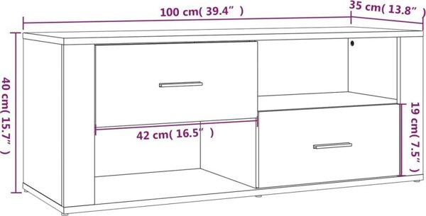 vidaXL Έπιπλο τηλεόρασης, γκρι σκυροδέματος, 100x35x40 cm